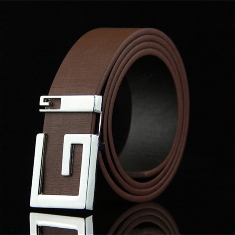 Men's and Women's Fashionable And Simple Smooth Buckle Belts