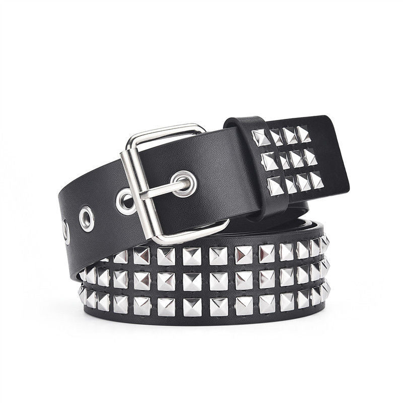 Rhinestone Skull Decoration Belt - Unisex, Edgy, And Studded