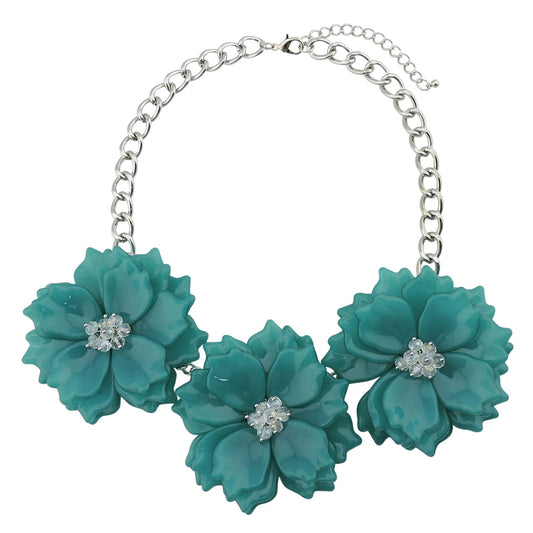 Ornament Acrylic Exaggerated Three Flowers Necklace