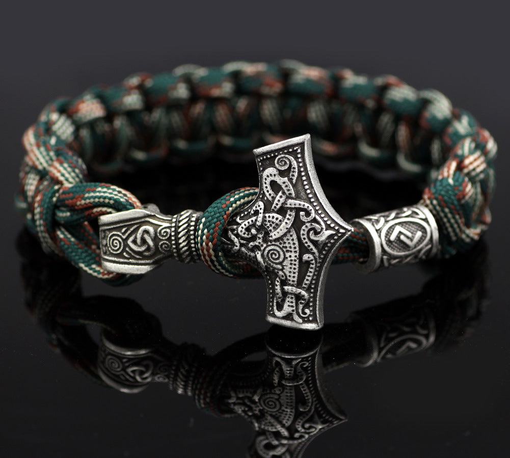 Vintage Thor'S Hammer Braided Bracelet