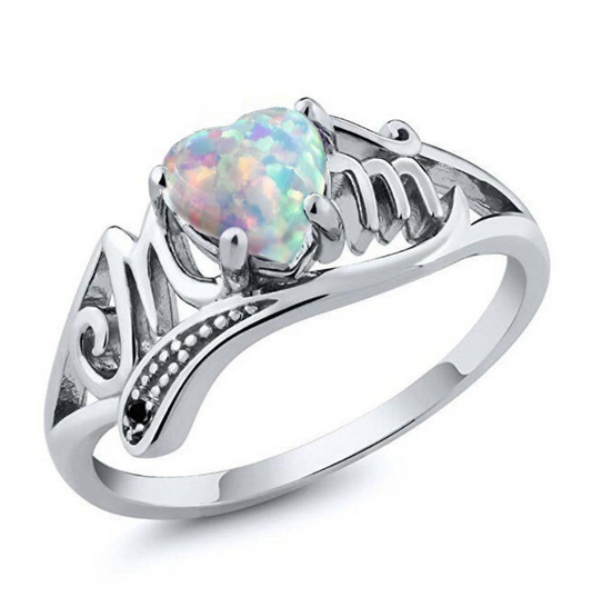 Heart Shaped Opal Mother Ring