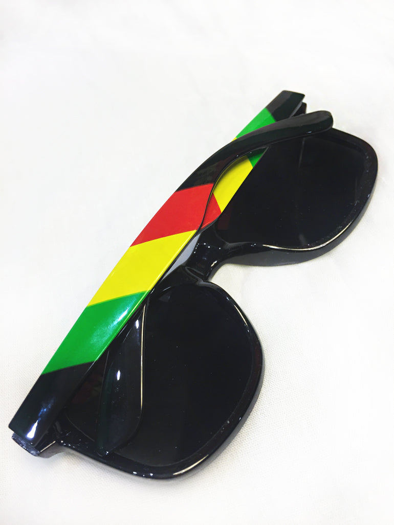 Colorful Striped Pilot Sunglasses With Black Lenses