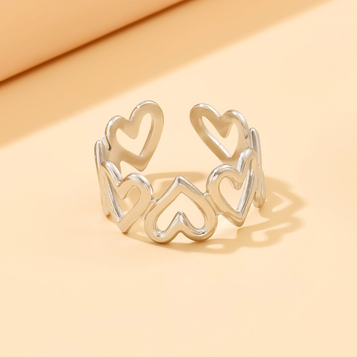 Titanium Adjustable Fashion Heart-Shaped Stainless Steel Ring