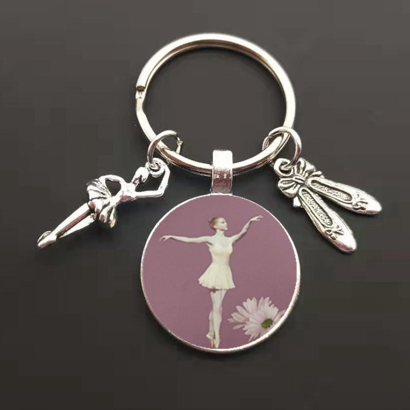 Fashion Ballet Glass Pendant Charm Keychain