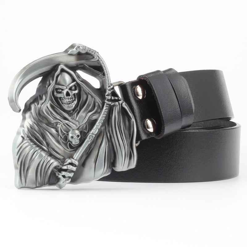 Leisure Skull Decoration Belt Pure Leather