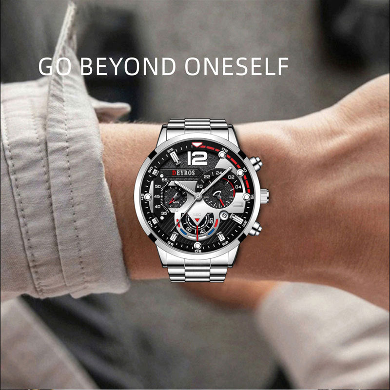 Men's Fashion Casual Six-Pin Steel Belt Watch Quartz Watch