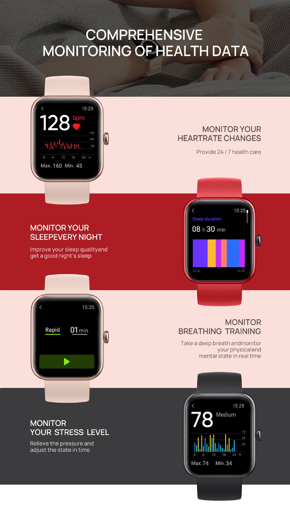 Smart Watch 1.69 Inch 300Mah Multiple Sports Modes And Multiple Languages