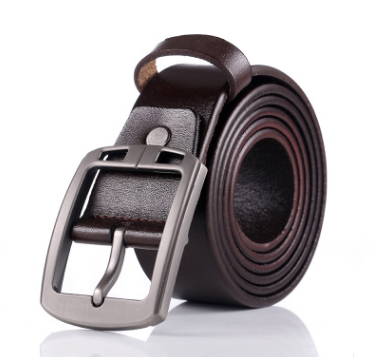 Men's Retro Leather Belt Men's Ancient Silver Japanese Word Buckle Casual Pure Leather Pants Belt