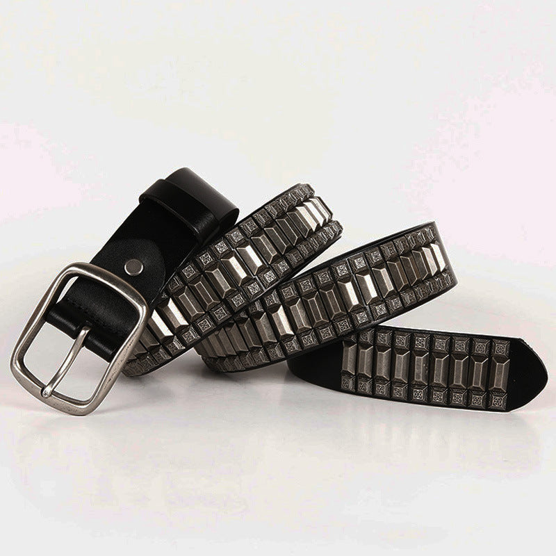 Rivet Hip-Hop Leather Belt - Unisex, Edgy, And Quality