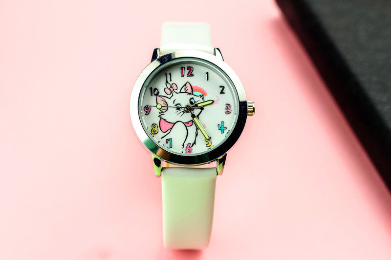 Cute Cat Luminous Pointer Strap Watch