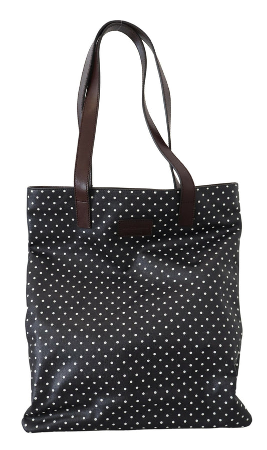 Dolce & Gabbana Elegant Canvas & Leather Tote Bag - Black & White