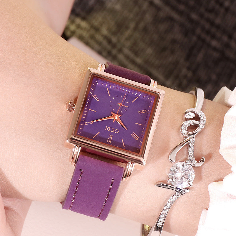 Schoolgirl'S Waterproof Square Dial Belt Watch