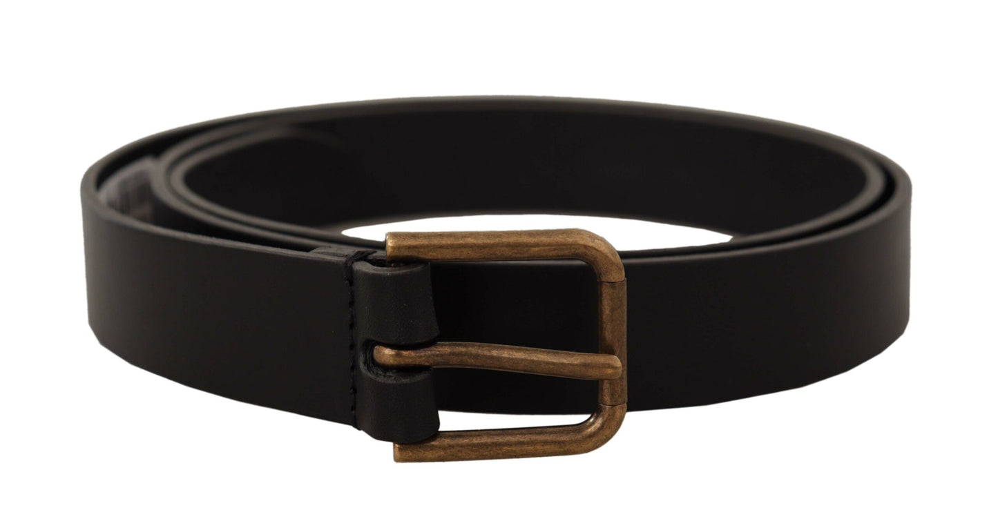 Dolce & Gabbana Elegant Black Leather Belt with Metal Buckle