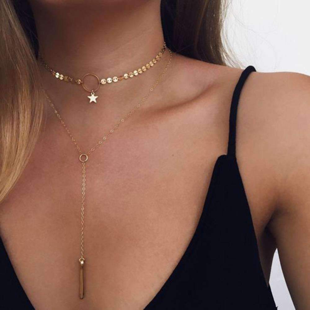 Star Goddess Duo Layering Choker Necklace