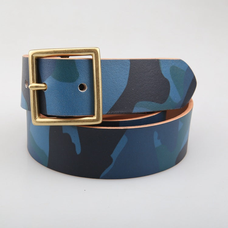 Camouflage Vegetable Tanned Leather Semi-Finished Belt Strip Without Hole Belt Strip