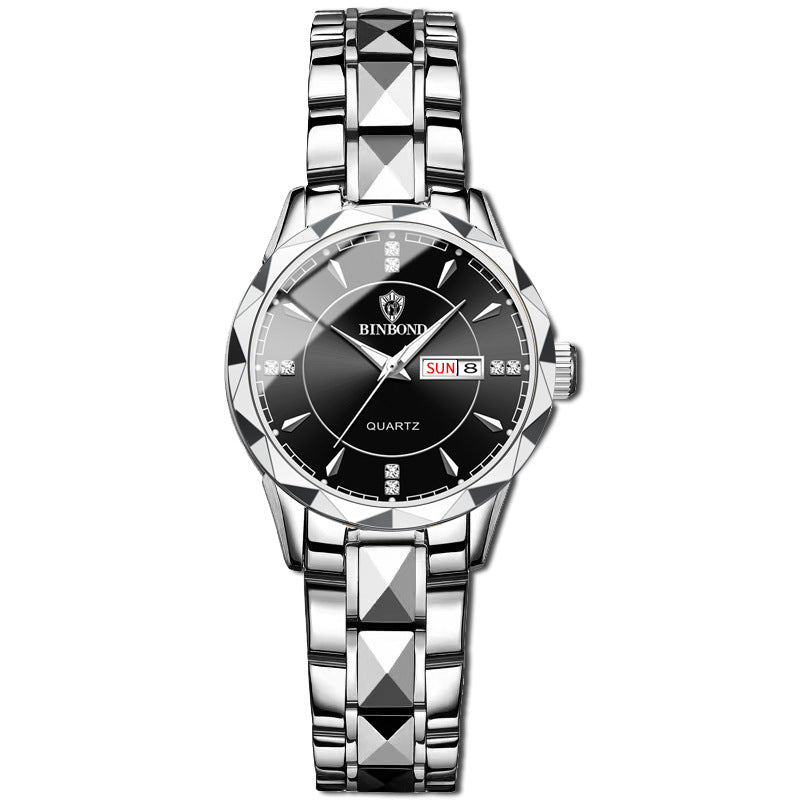 Waterproof Tungsten Steel Calendar Quartz Watch - Choices for Men & Women