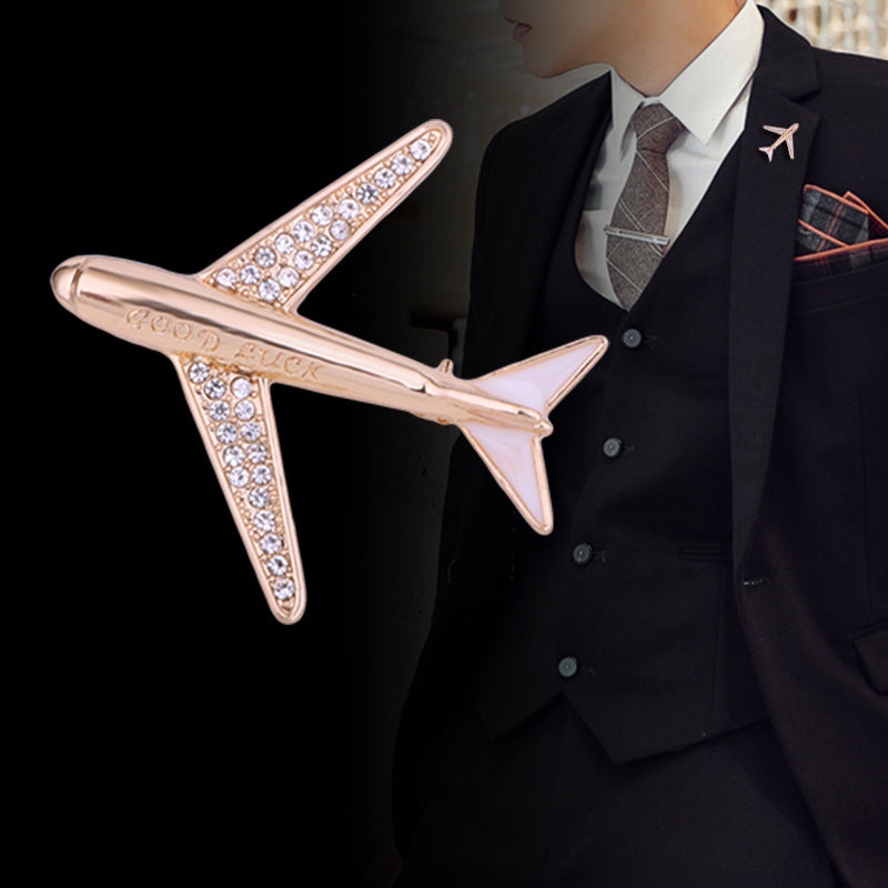 Men's Fashion Simple Geometric Airplane Brooch