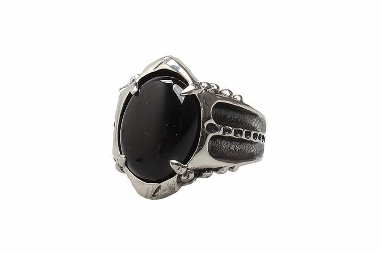 Punk Goth Vintage Gemstone Titanium Steel Casting Men's Ring