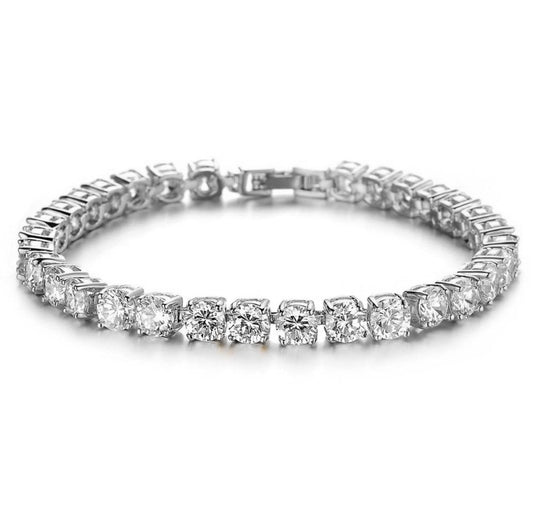 Iced Out Rhinestones Tennis Bracelet with Zirconia Charm - Hip-Hop Bling for Men