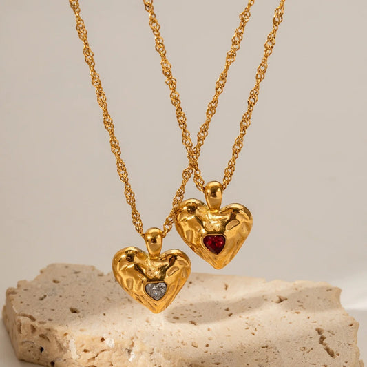 Alloy Heart-Shaped Necklace With Diamond Fashion Ins Style Necklace Love Valentine'S Day