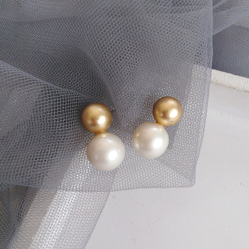 Female Silver Pearl Stud Earrings