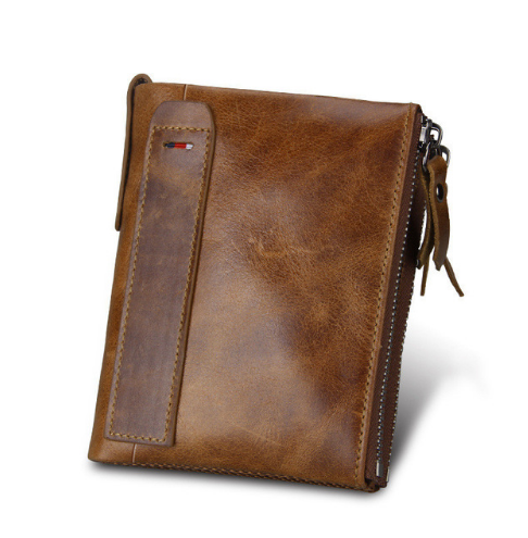 Men's Wallet Short Men's Wallet Anti-Theft Brush Leather Wallet Men