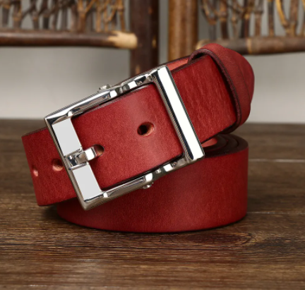 Men's Retro Leather All-Match First Layer Cowhide Stainless Steel Buckle Belt