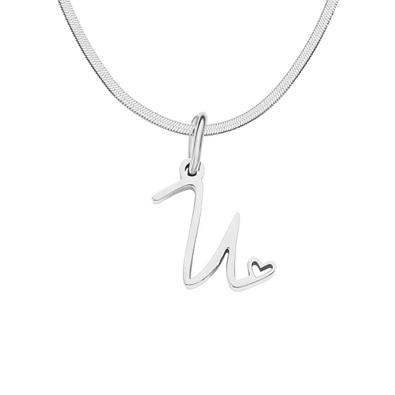 Women's Stainless Steel Necklace With Letter Pendant