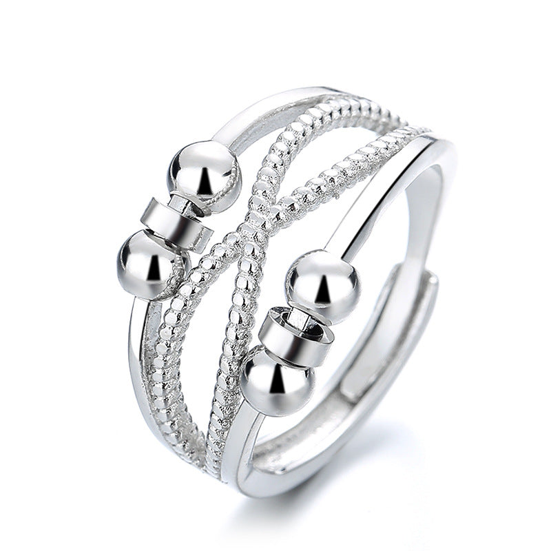 Double-Layer Hollow Line Rotatable Ring Women