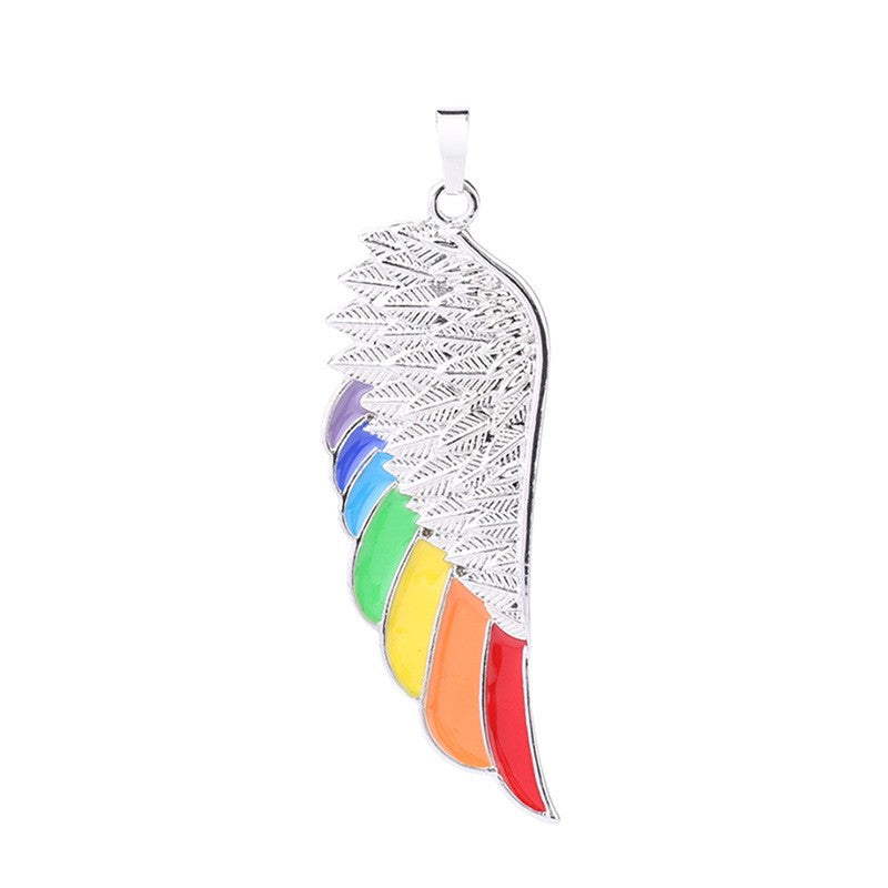 Stainless Steel Wing Pendant Necklace Dripping Oil