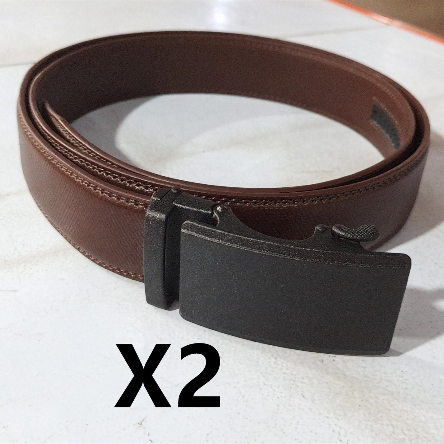 Automatic Buckle Two-Layer Cowhide Belt Men