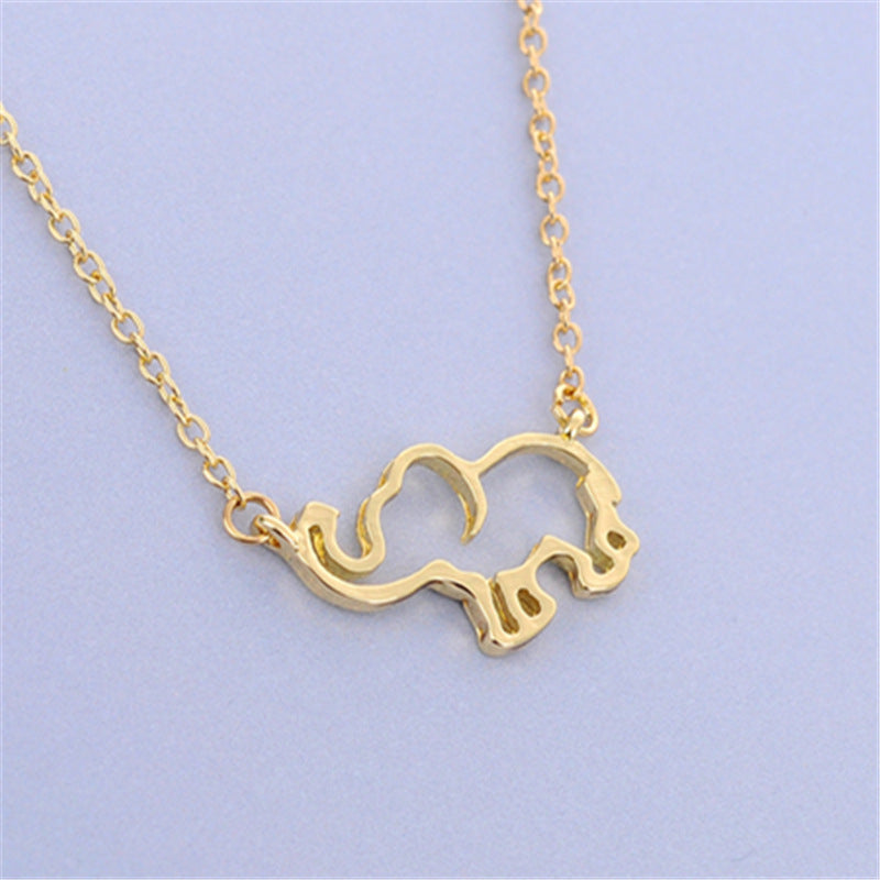 Elephant Pendant Necklace Lucky Hollow Like Clavicle Chain