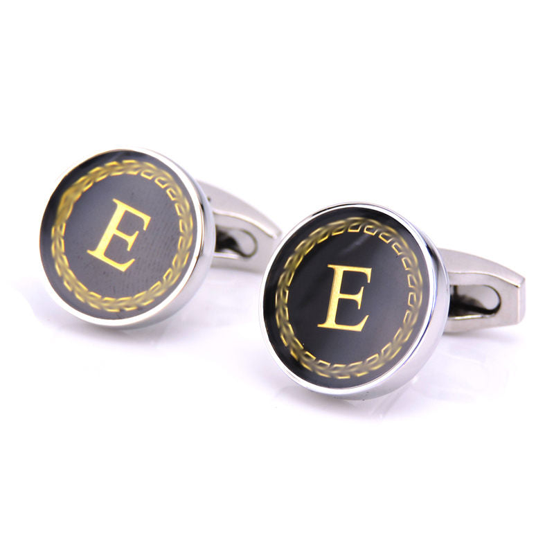 Round Letter French Cufflinks 26 Letter Cuffs