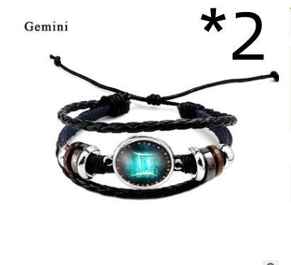 Twelve Constellation Glass Piece Couple Bracelet