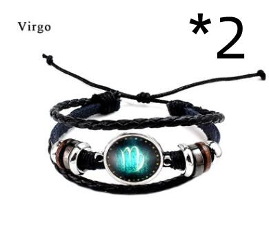 Twelve Constellation Glass Piece Couple Bracelet