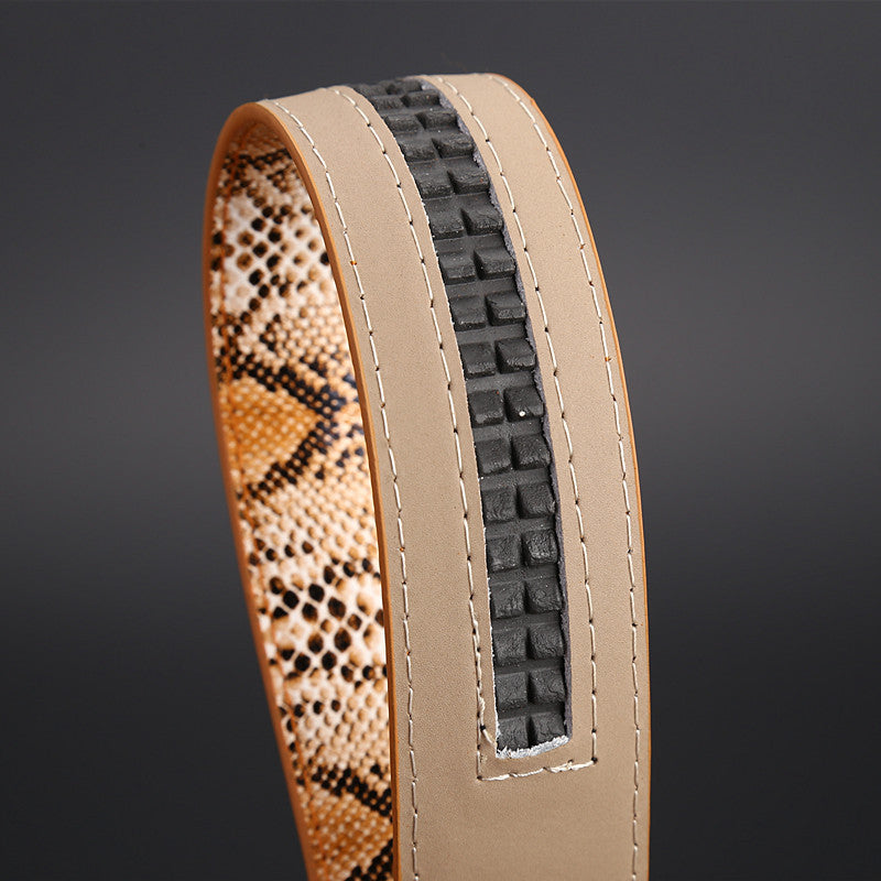 Snake Leather Automatic Buckle Leather Belt Man