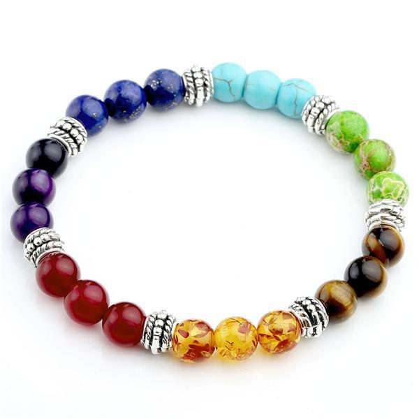 Agate Molten Rock 8MM Energy Volcanic Stone Chakra Colorful Beads Bracelet String