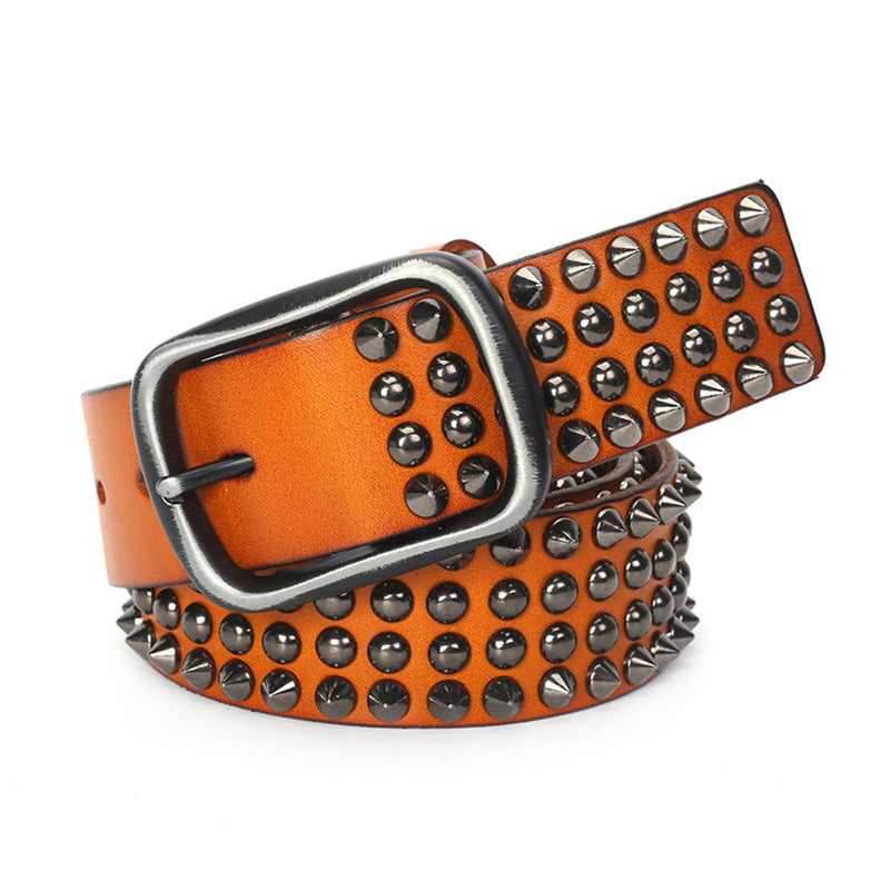 First Layer Cowhide Belt Retro Waist Orange Belt