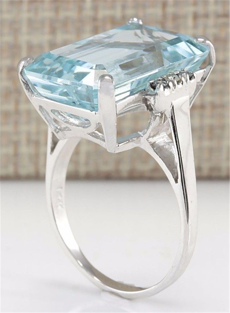 Hot European And American Fashion Luxury Topaz Engagement Ring Sapphire Ring Hand Jewelry