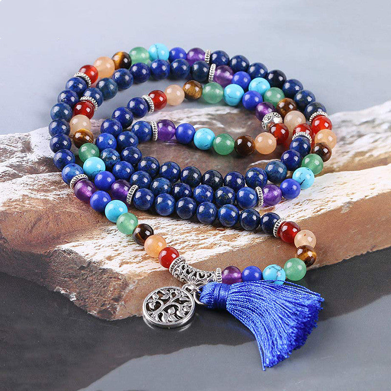 Colorful Beaded Bracelet with Tassel and Charm