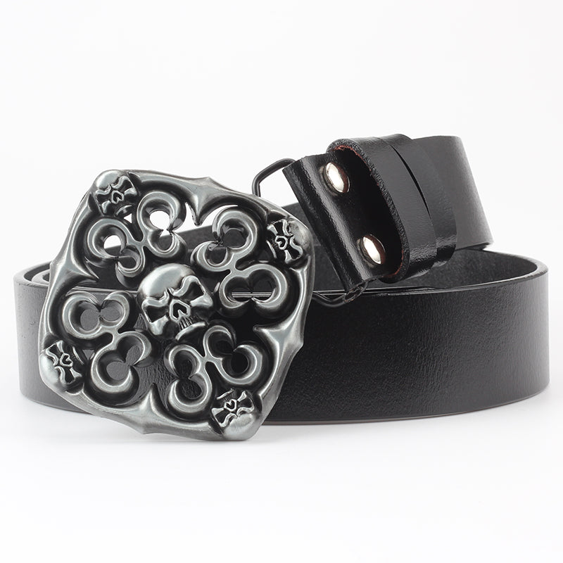 Leisure Skull Decoration Belt Pure Leather