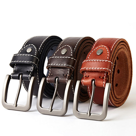 Washed Cowhide Vegetable Tanned Leather Wide Belt