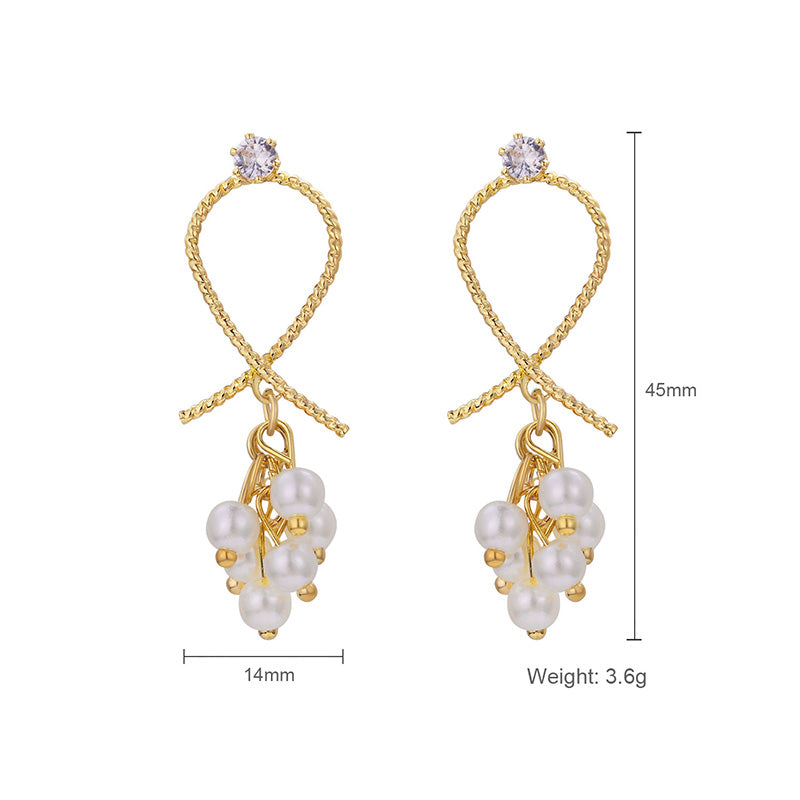 European And American Earrings Simple Female Pearl Inlaid Brick Earrings