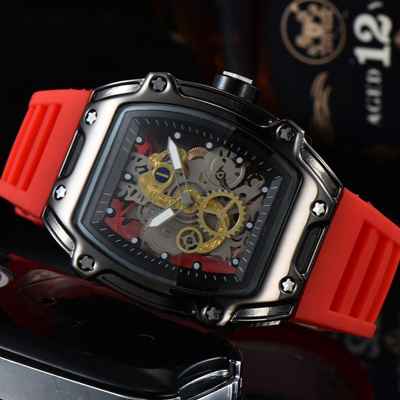 Two Hands Turn Dial Personalized Skeleton Transparent Quartz Watch