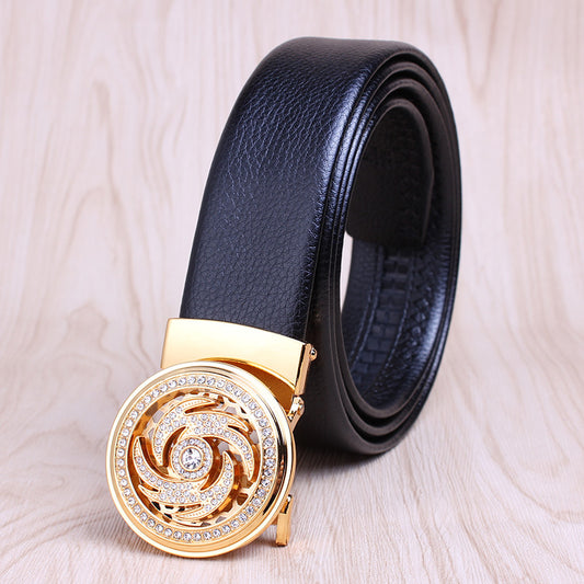 The Time Goes By Leather Automatic Buckle Men's Belt