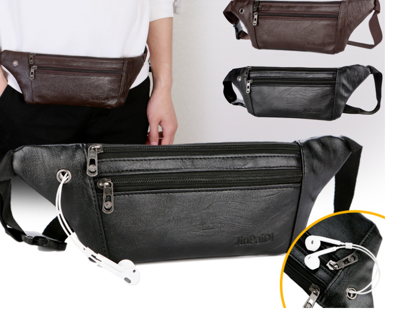 Ultra-Thin Pu Men's Belly Phone Waist Bag