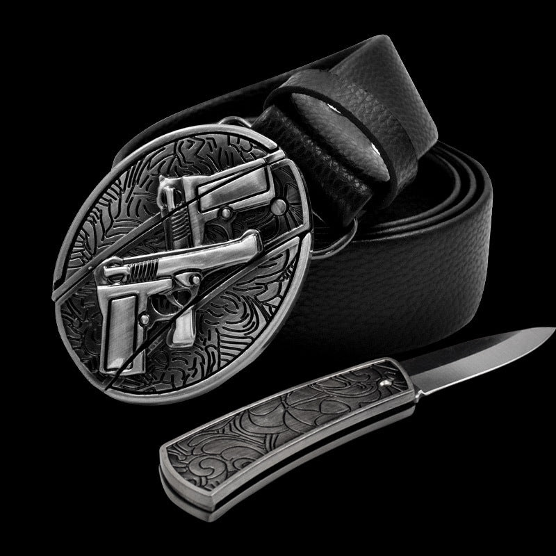 Men's Leather Defensive Fashion Punk Belt Knife