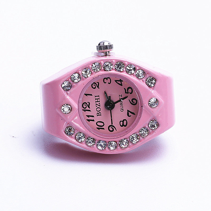 Ladies  Diamond Fashion Digital Elastic Ring Watch