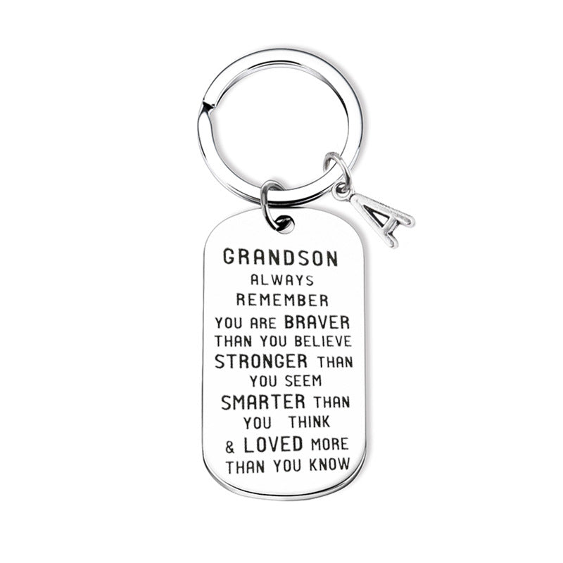 Hot Stainless Steel Tag Grandchild Keychain