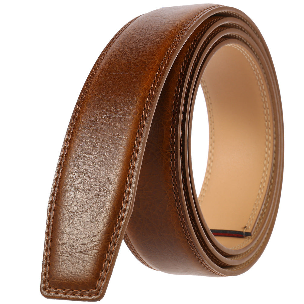 Men's Belt Strips With Automatic Buckle Cowhide Headless